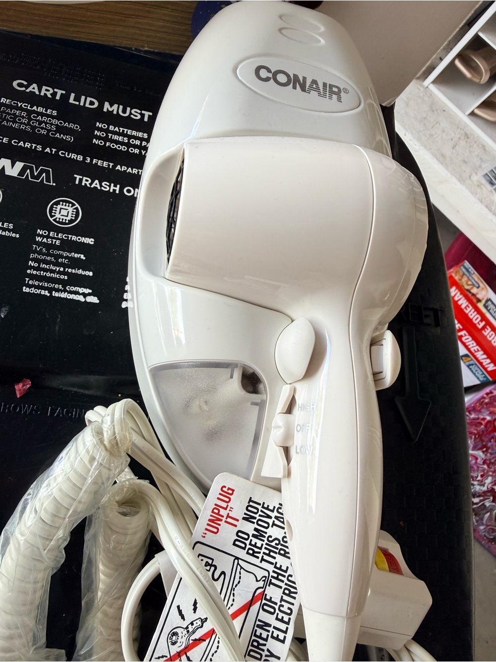 Compact White Handheld Hair Dryer with Foldable Cord